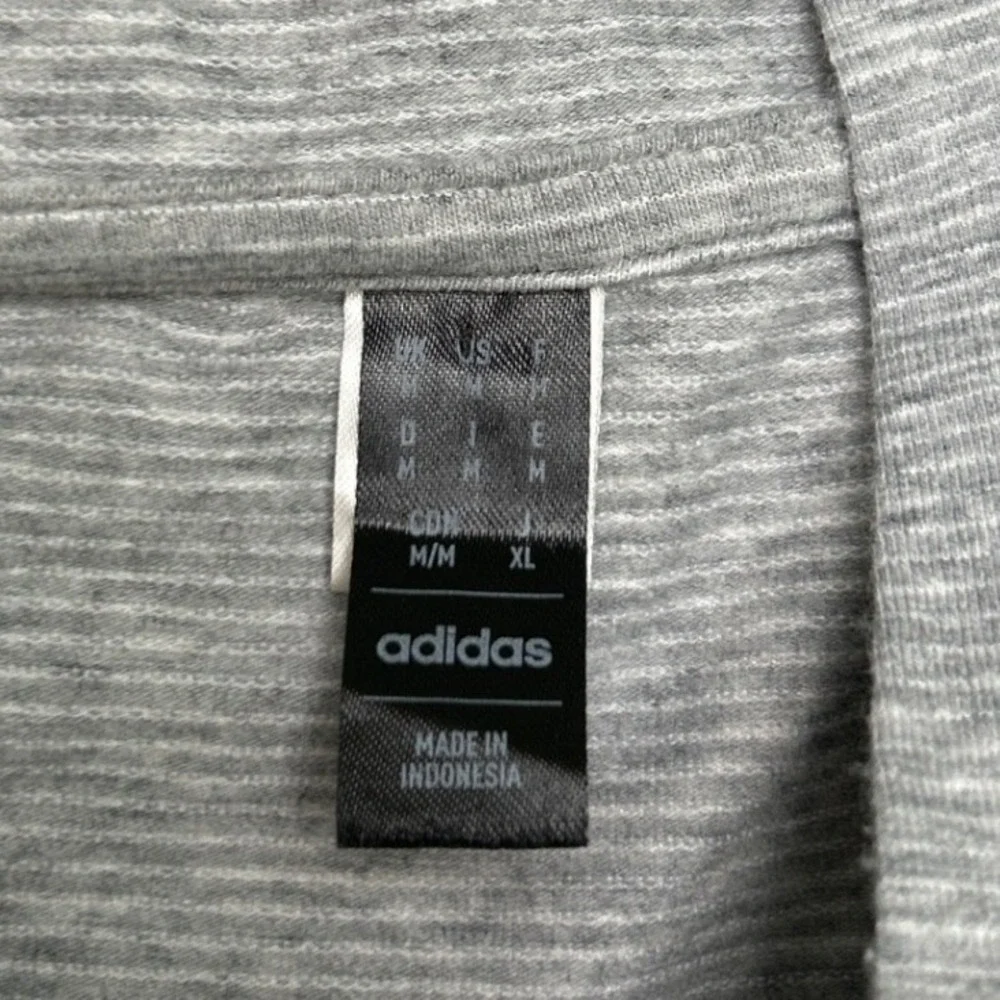 Adidas Mens Striped Long Sleeve Pullover Hooded T-Shirt Size M Gray Athleisure